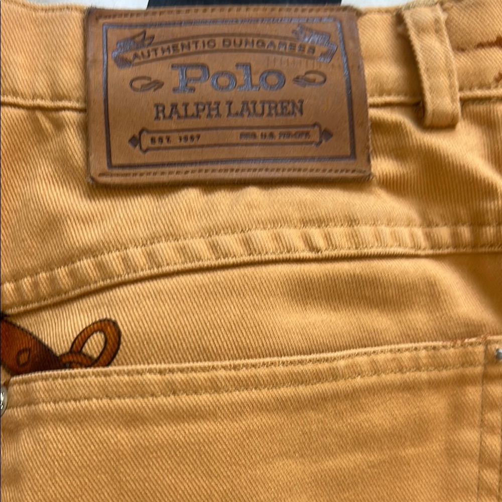 VINTAGE Polo by Ralph Lauren Camel Tan Polo Pony Print Pencil Skirt - Picture 4 of 6